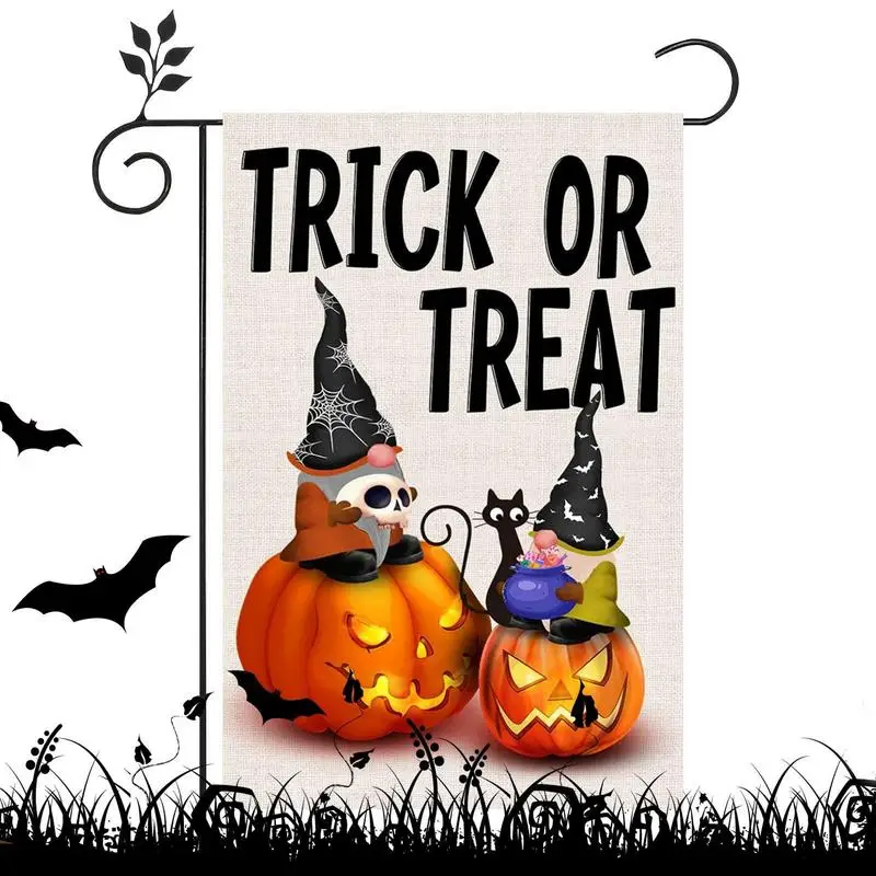 Украшения для Хэллоуина, флаг 12x17 дюймов, двусторонний праздничный двор, уличное украшение на Хэллоуин, искусственная тыква, уличное украшение