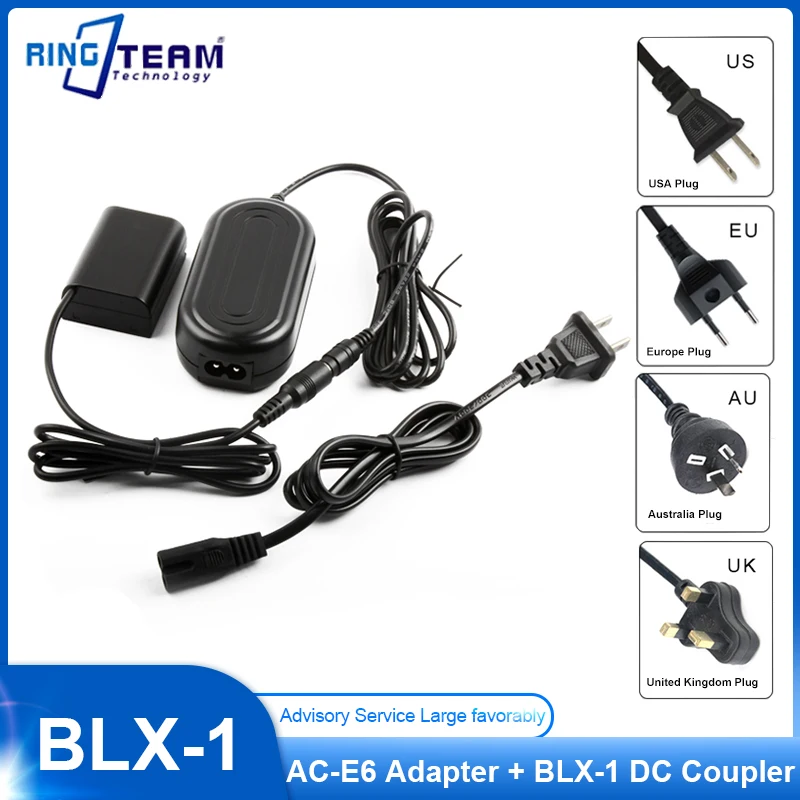 

BLX-1 DC Coupler BLX1 Dummy Battery + AC-E6 ACE6 AC E6 Power Adapter Suitable for Olympus OM1 OM-1 Micro SLR Camera