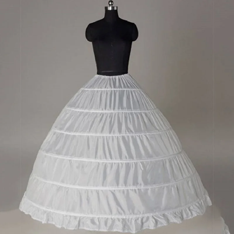 6 Hoop Crinoline Black White Long Wedding Petticoat Ball Gown Dress Underskirt Skirt Half Slips Wedding Accessories 2020