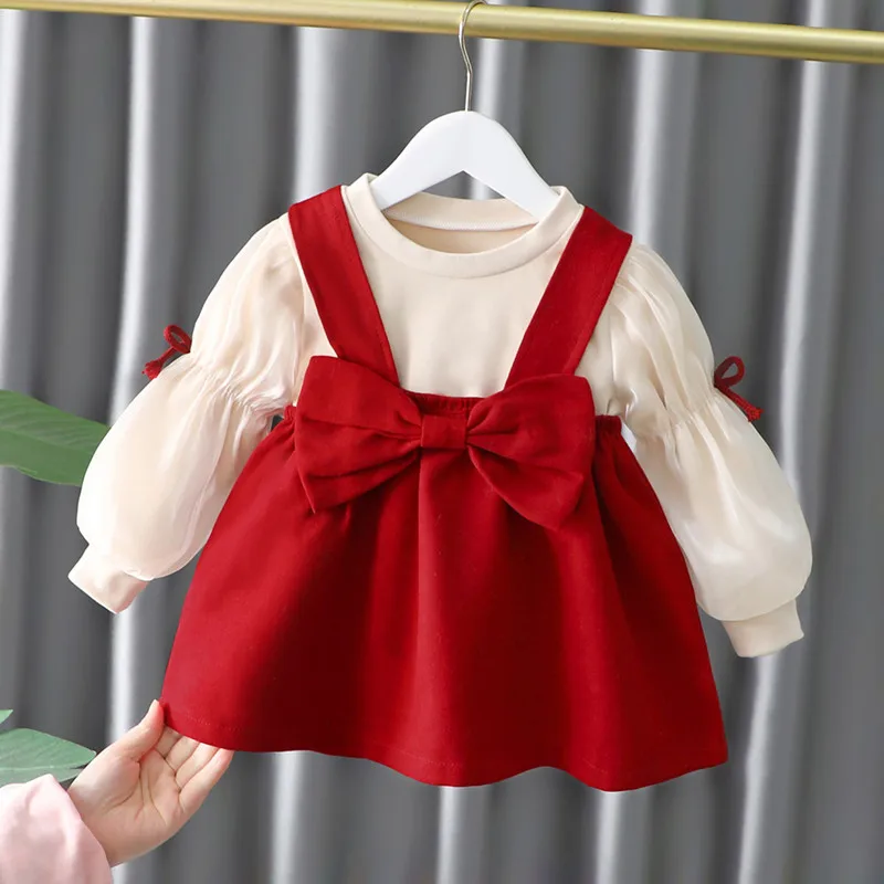 

Spring Baby Girls Clothing Sets Children Tops Bow-knot Dress Infant Newborn Outfits Kids Clothes Princess Costume 2 Piece Suit