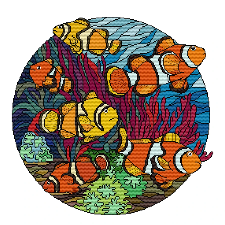 Набор для вышивки крестиком Joy Sunday с принтом клоуна рыбы 11CT 14CT из ткани