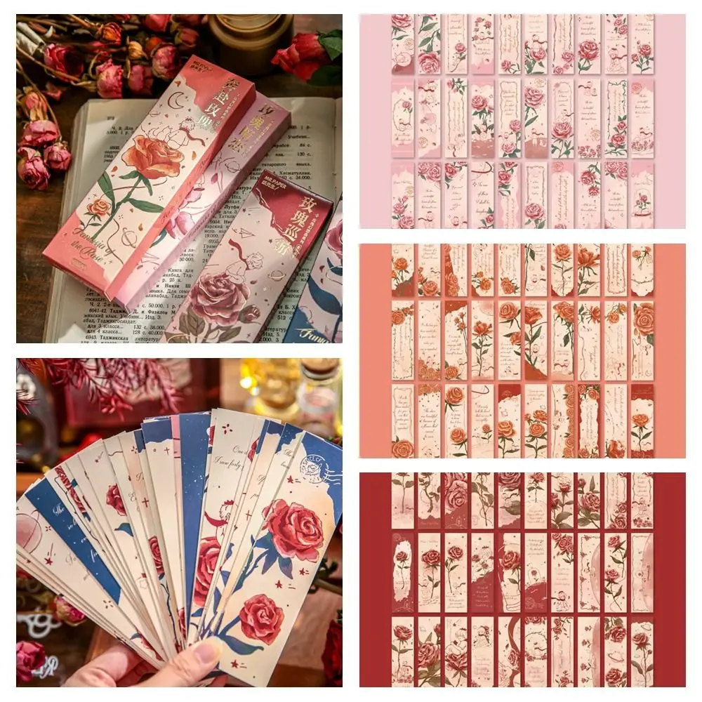 

30Pcs/Lot Romantic Paper Bookmarks Rose Fantasy Series Book Page Marker Light Retro Reading Marker Student Birthday Gift