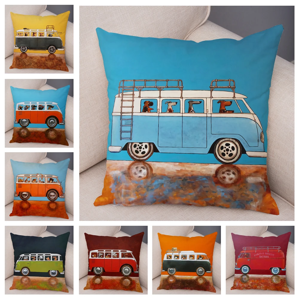 

Dekorasi Rumah Hewan Peliharaan Lucu Dekorasi Sarung Bantal Lembut Dalmatians Warna Kartun Sofa Mobil 45X45CM