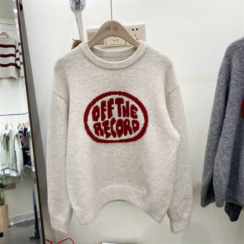 Зимний вязаный свитер женский повседневный Y2k ретро-дизайн теплый в стиле