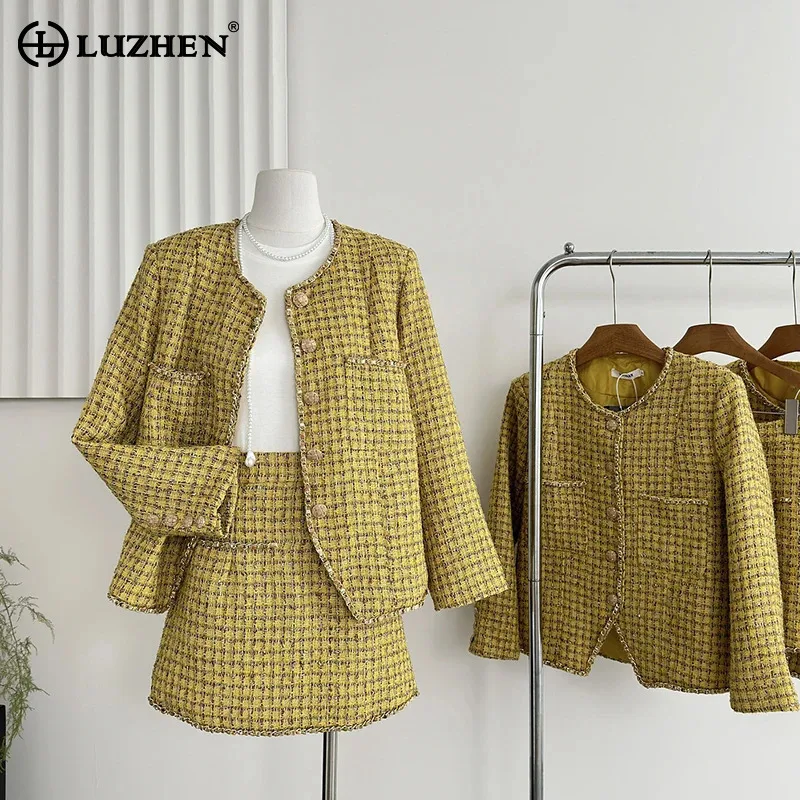 LUZHEN 2024 новый элегантный повседневный пиджак в клетку с принтом Burr Edge короткая
