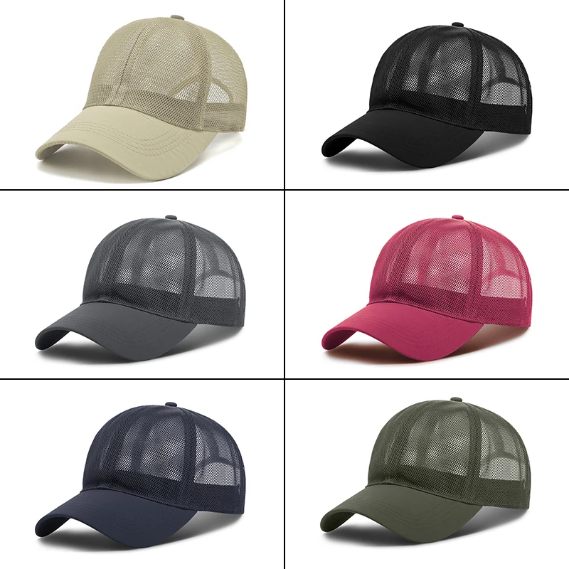 

Бейсболка сетчатая быстросохнущая для мужчин и женщин, Повседневная дышащая шапка от солнца, модная однотонная, в стиле хип-хоп, летняя