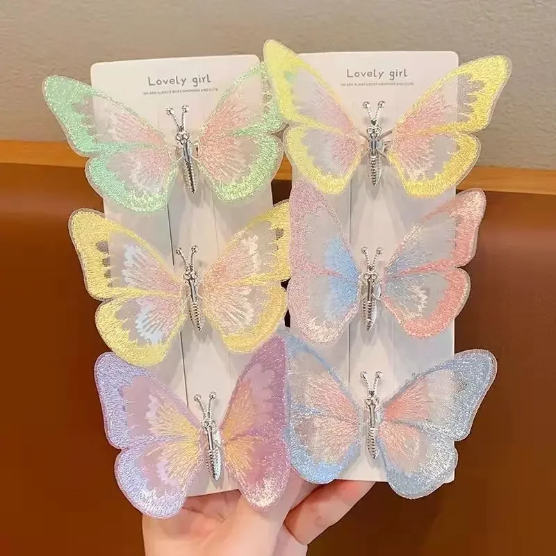 Зажим для волос с вышивкой в виде бабочки девочек