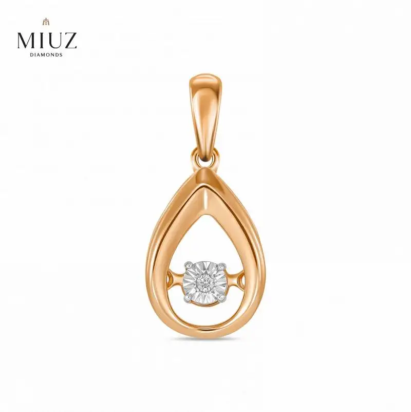 Золотая подвеска c бриллиантом 585 пробы MIUZ Diamonds (Московский ювелирный завод)