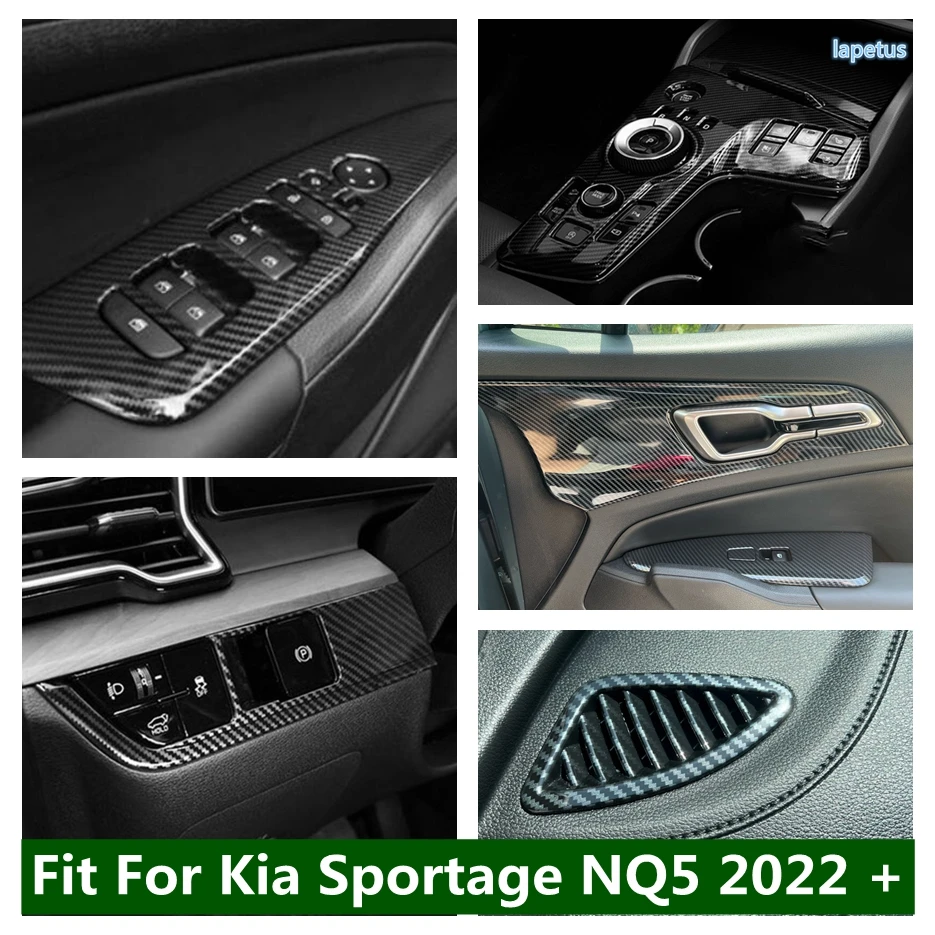 

ABS Interior Window Switch Button Frame Head Light Door Handle Bowl Cover Trim Carbon Fiber Style For Kia Sportage NQ5 2022 2023