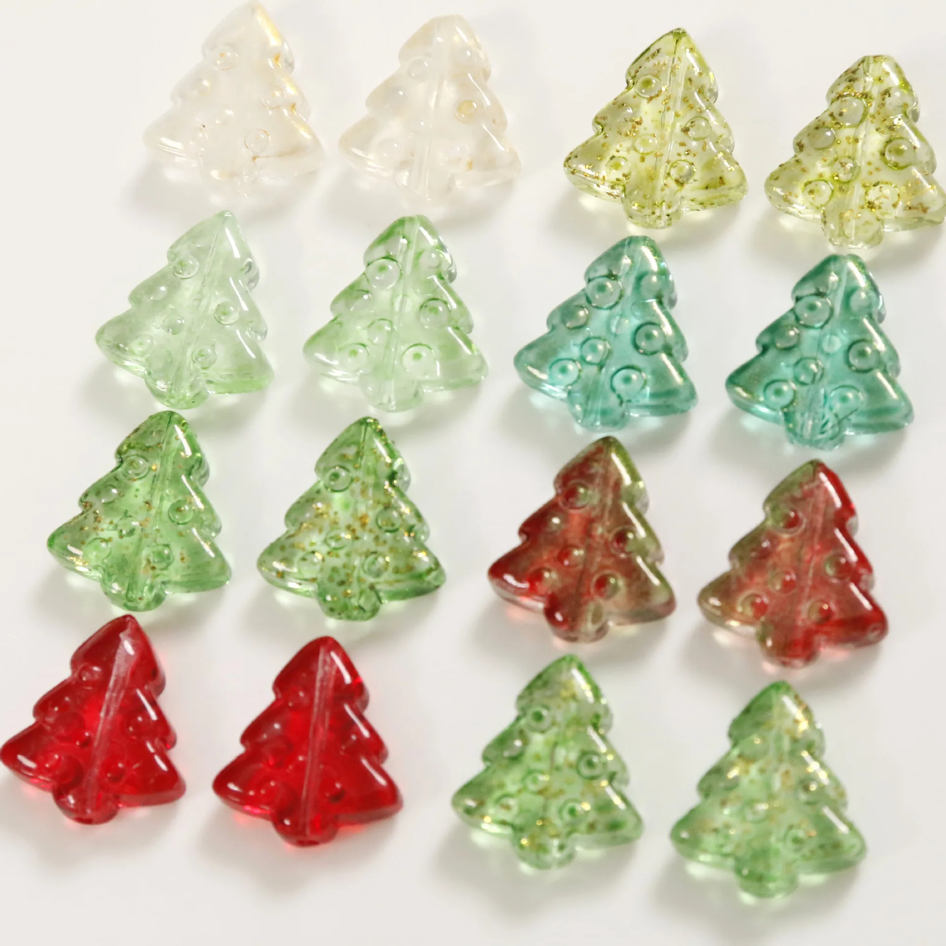 

10pcs Christmas Style Color Glass Beads Charms DIY Accessories Christmas Tree Bead for Jewelry Making Supplies Holiday Gift