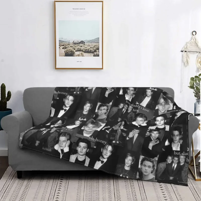 

Leonardo DiCaprio Johnny Depp And Brad Pitt Blanket Plush Funny Breathable Throw Blanket for Bedding Lounge Spring Autumn