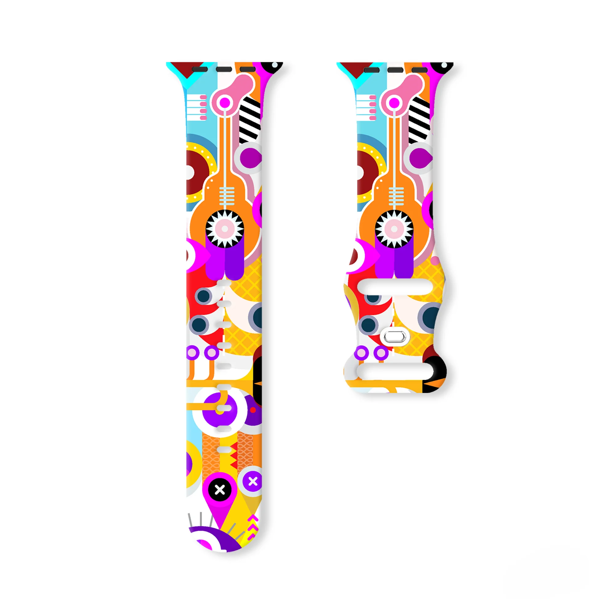 Ремешок для Apple Watch 9 8 7 SE 6 сменный Силиконовый браслет с принтом абстракции iWatch 49