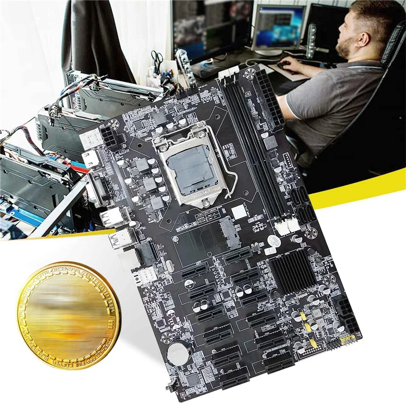 Материнская плата B75 ETH Mining 12 PCIE + G1630 CPU 4-контактный кабель SATA переключателя