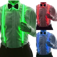 mens led suspenders luminous costumes light up bowtie burning man costume party perfect for music festival party