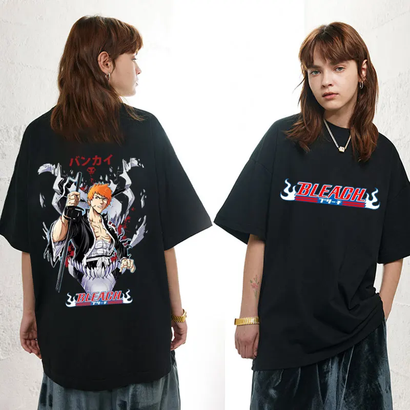 

Japan Anime Bleach T Shirts Ichigo Kurosaki Print Short Sleeve T-Shirt Men's Women's Gothic Casual Oversized T Shirt Streetwear