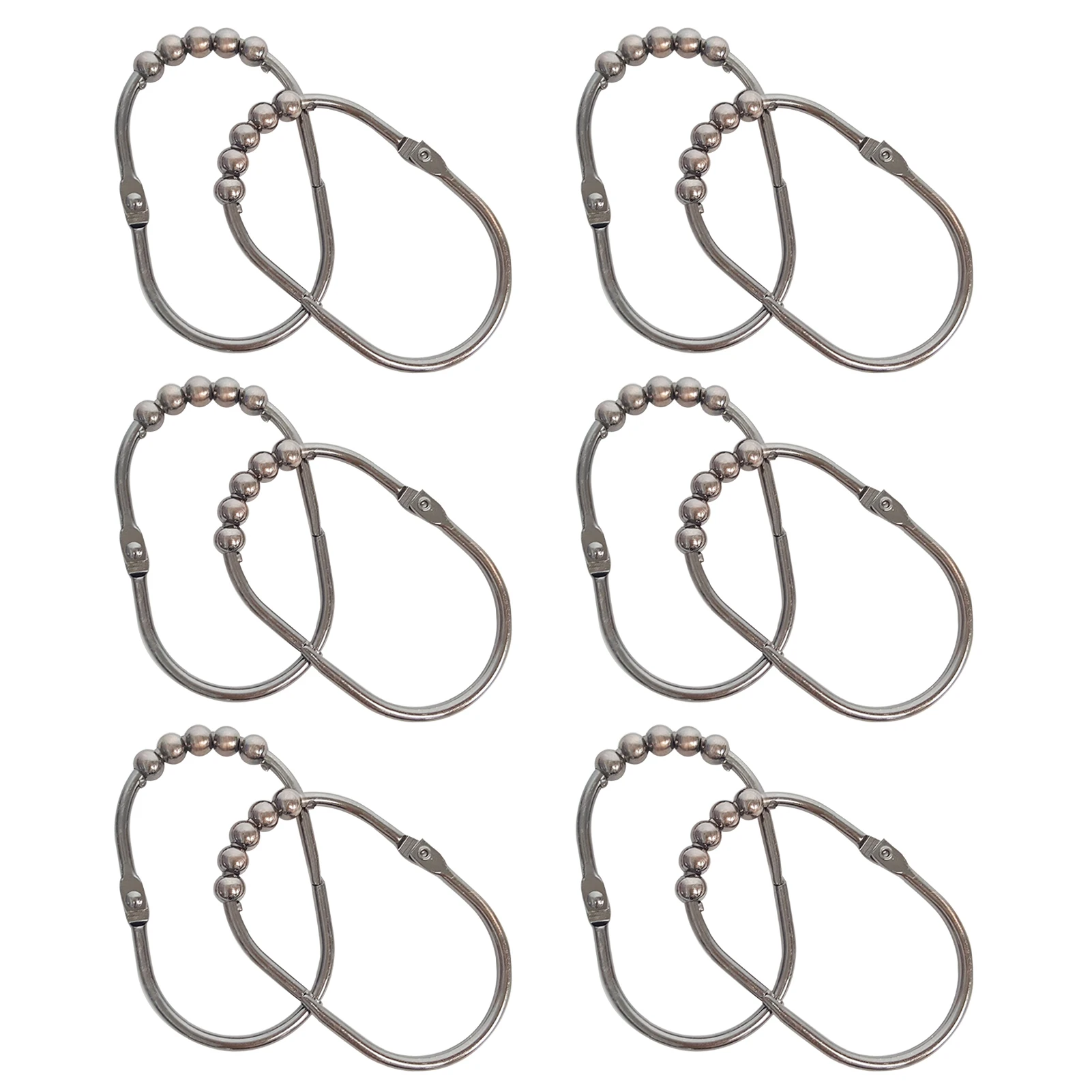 

12pcs Rod Hotel Decorative Practical Durable Shower Curtain Hook Roller Hardware Bathroom Accessories Home Easy Glide Wide Ring