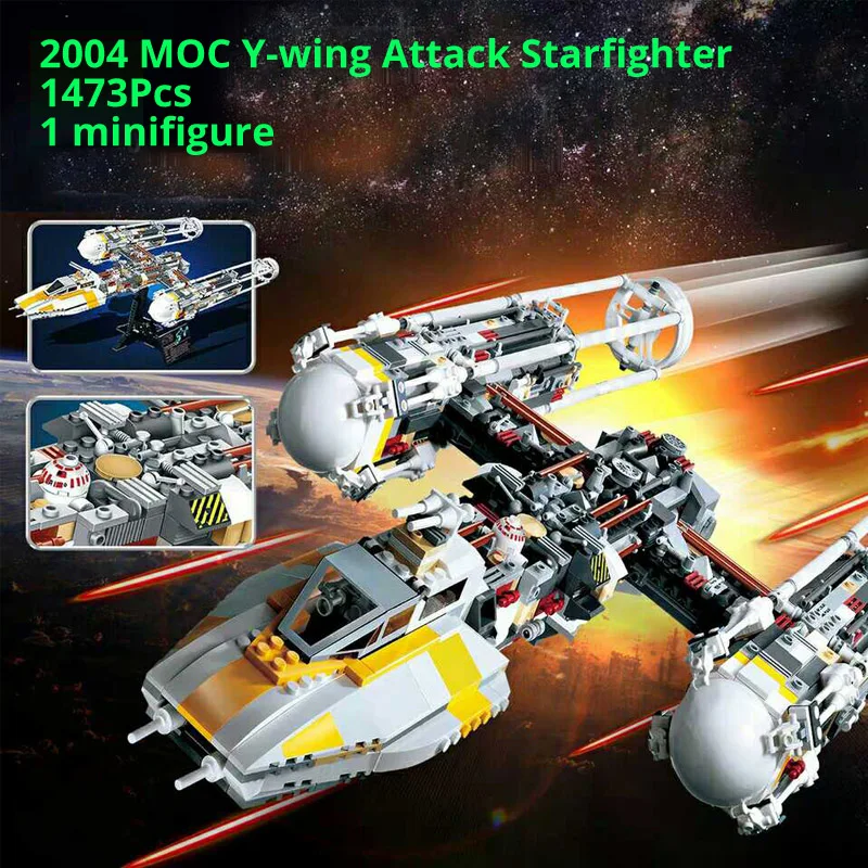 

MOC Y-wing Attack fighter Death Star Building Blocks 2004 Toys For Boy Birthday Christmas Gift Bricks 10134 05040 Wars