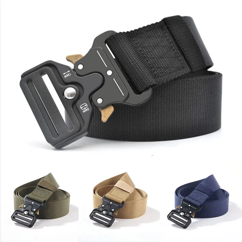 

New Elastic Belt Male Tactical Military Canvas Belt For Men Insert Buckle Waistbelt Outdoor Quick Release Army Webbing Belts