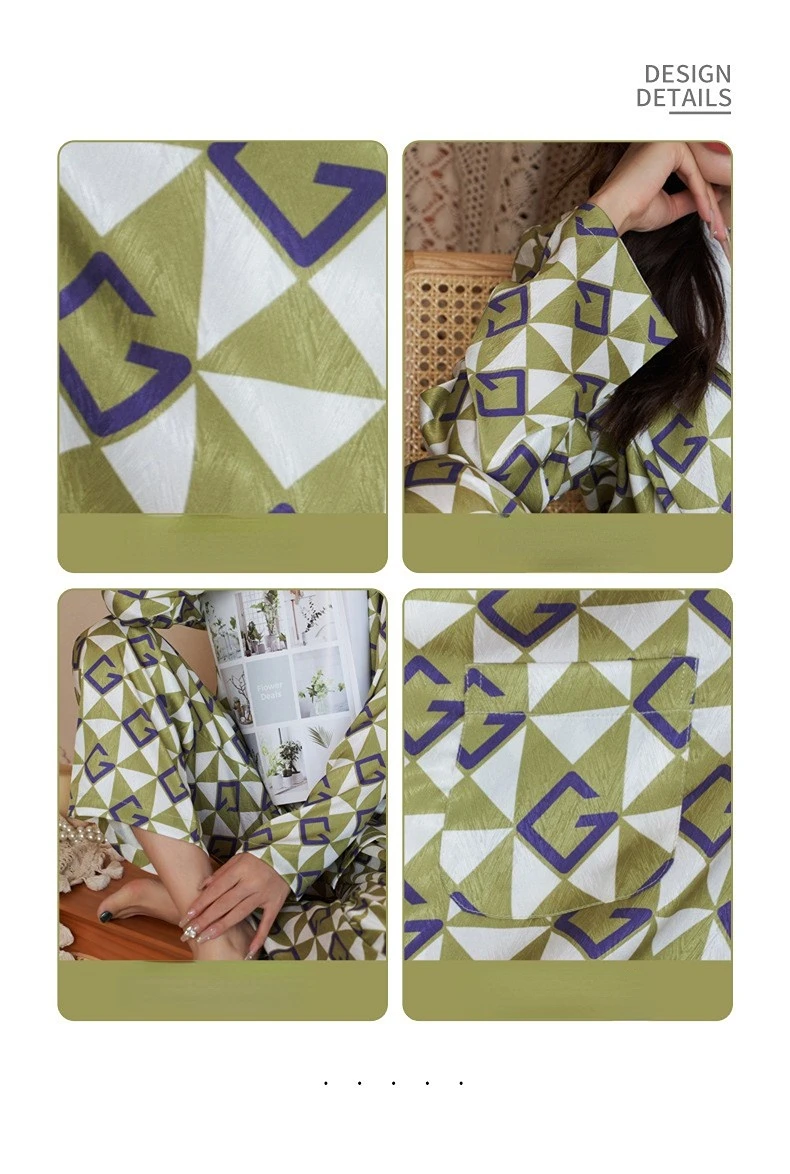 Women's 2 Piece Pajamas Sets Soft Cute Plaid Pijama Faux Silk Satin Pyjama Female Sleepwear Long Sleeve Shirt Trouser Homewear