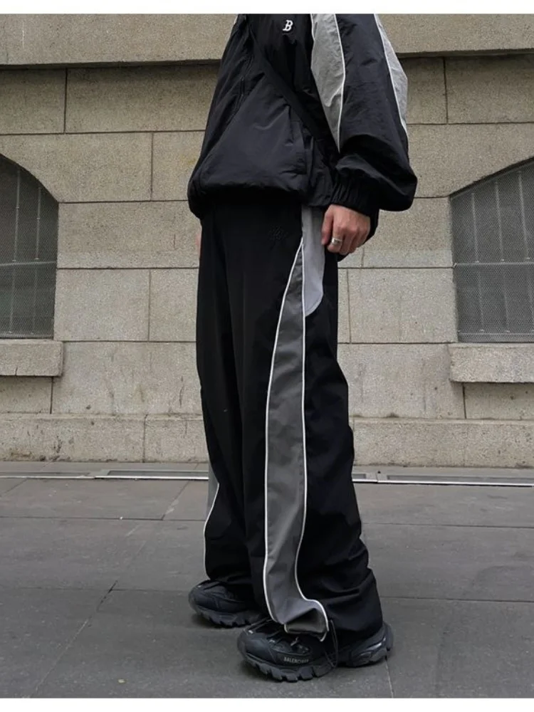 

Женские широкие парашютные брюки, винтажные полосатые Джоггеры в стиле хип-хоп, спортивные брюки большого размера в стиле пэчворк, женские повседневные мешковатые брюки