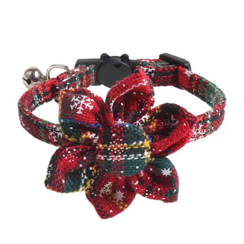 

Christmas Pet Collar Adjustable Classic Plaid Bowtie With Removable Flower Elastic Pet Collar For Small Medium Large Dogs Cats
