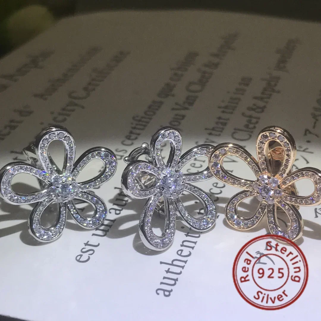 Высококачественные роскошные серьги-гвоздики VCA из серебра S925 2024 уникальные и