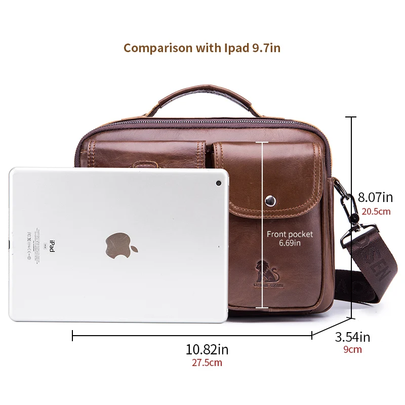 Vintage Cowhide Briefcase for Man Genuine Leather Handbag Shoulder Ipad Business Work Messenger Bolsas Crossbody Side Cross Bag