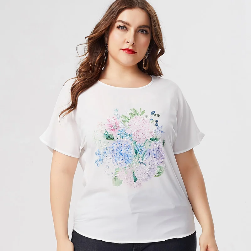 

Летняя одежда для мам, шифоновая футболка с коротким рукавом и принтом, модные женские винтажные элегантные женские топы больших размеров