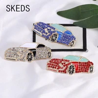 skeds fashion women luxury crystal enamel racing car brooches pins rhinestone creative brooch badges for lady accessories gift