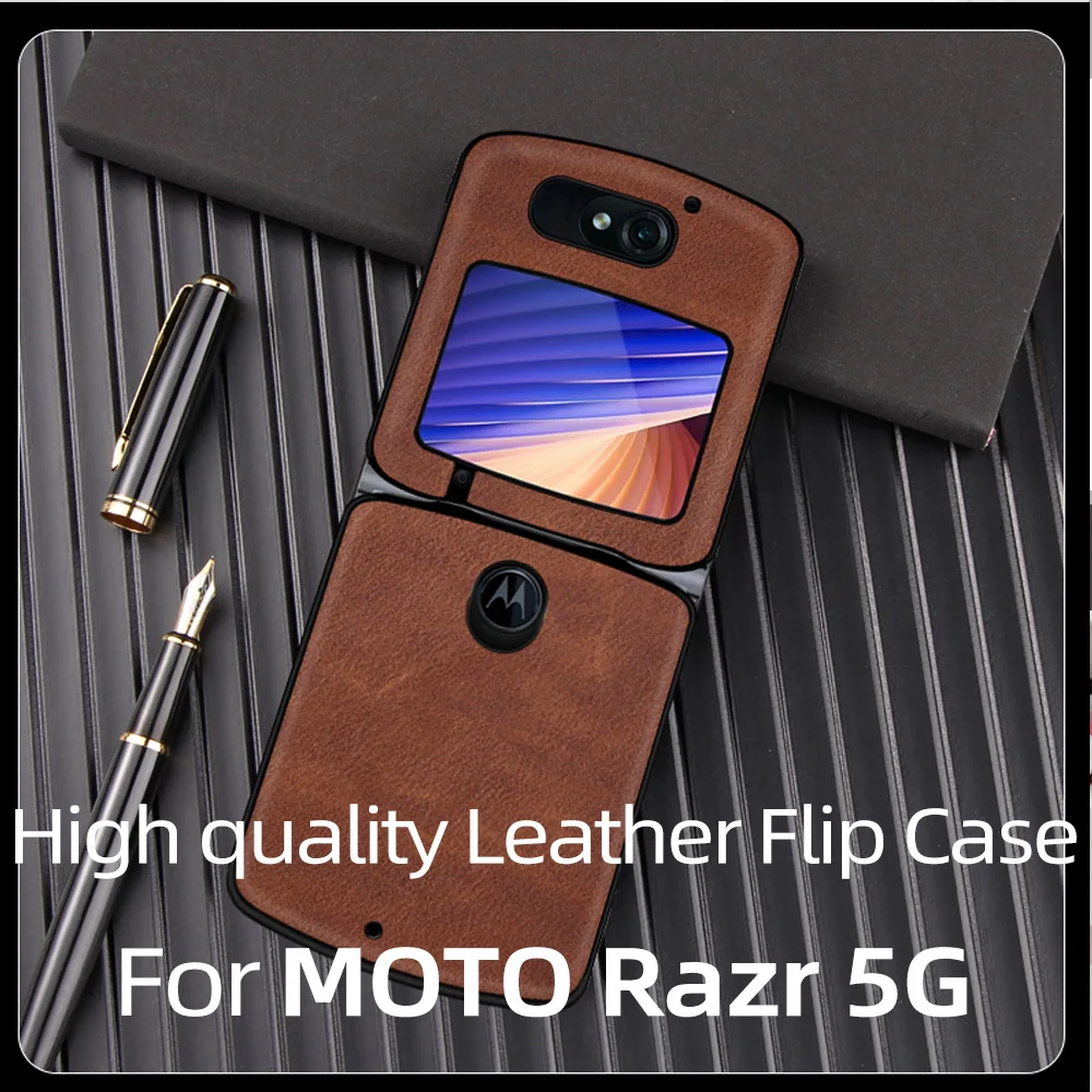 For Motorola Razr 5G Case Ebaicase Original Luxury Genuine Vegan Leather Flip Cover For Moto Razr 5G 2020 Version Back Case