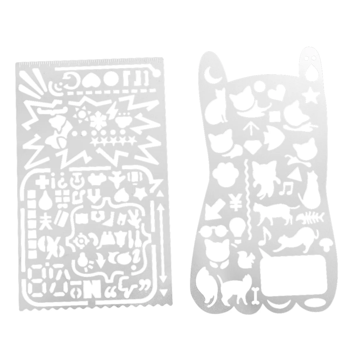 

2PCS Drawing Templates Hollow Painting Stencils Templates for Kids DIY Crafts Scrapbooking (Graffiti Stencil, Cat Stencil)