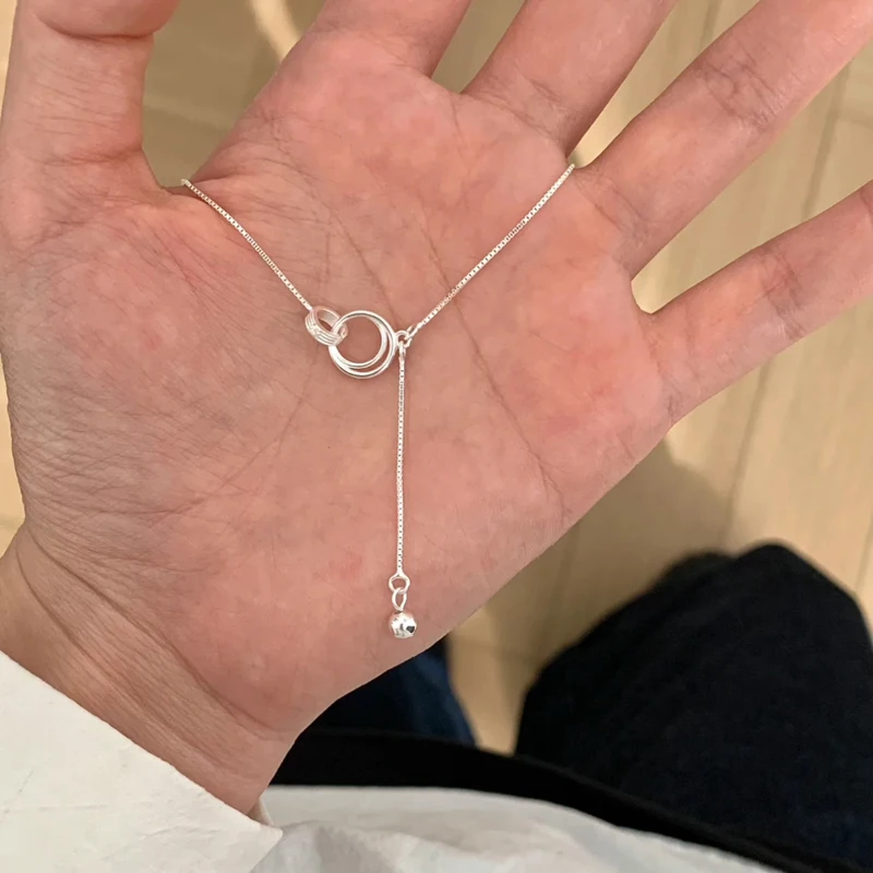 Женское ожерелье из серебра 925 пробы с круглым цирконием