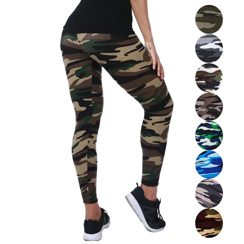 2021 Camouflage Womens for Leggins Graffiti Style Slim Stretch Trouser Army Green Leggings Deportes Pants K085