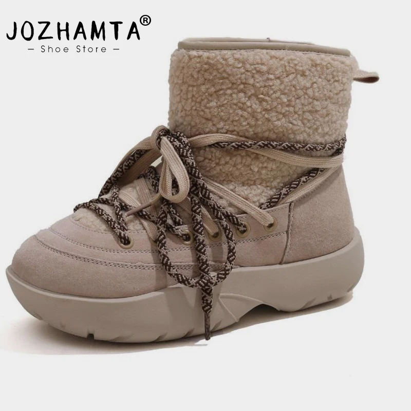 Женские зимние ботинки на шнуровке JOZHAMTA Размеры 35-40