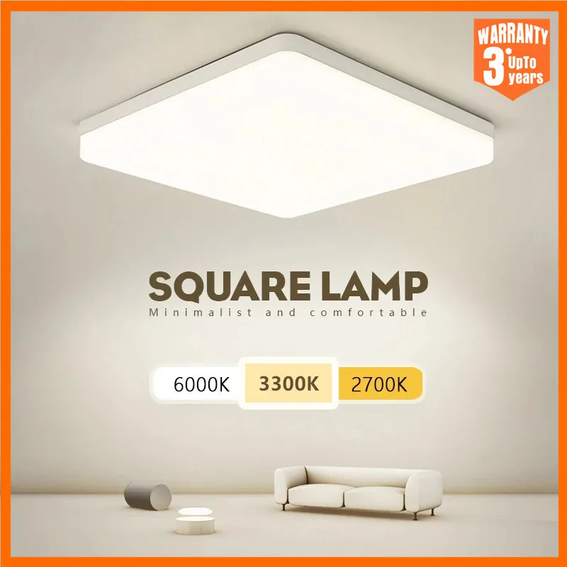 

Square LED Ceiling Lamp for Bedroom Lighting Neutral/cold/ Warm White 48W 36W 24W 18W LED Ceiling Light Living Room