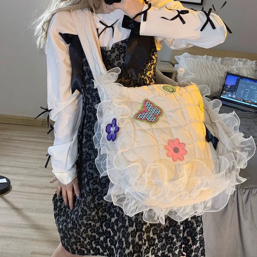 

JIAERDI Harajuku Butterfly Messenger Bag Women Sweet Cool Lace Large Capacity Crossbody Bags Ladies Casual Cute Y2k Bags Chic