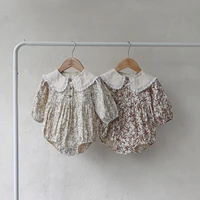 newborn baby girls fashion floral print romper ruffle long sleeve cotton jumpsuit autumn clothes for kids girls