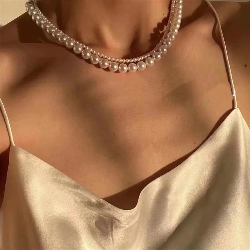 Изысканное ожерелье из натурального жемчуга двойная подвеска 4A цепочка