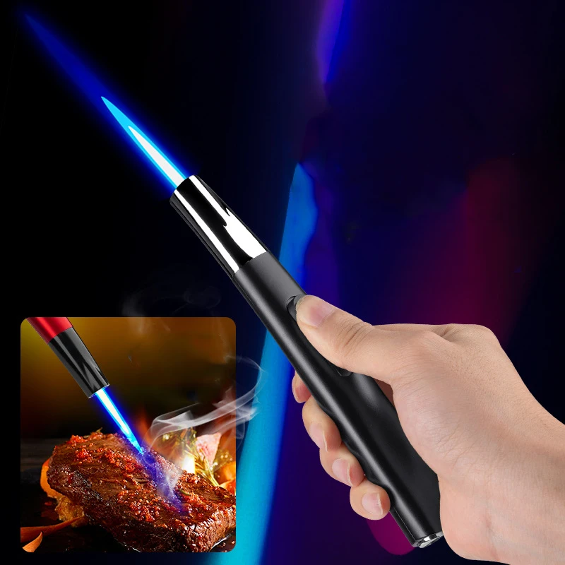 

New Metal Pen Spray Gun Lighter 1300C Camping Kitchen BBQ Lighter Windproof Cigar Lighter Refill Butane Gas Welding Lighters