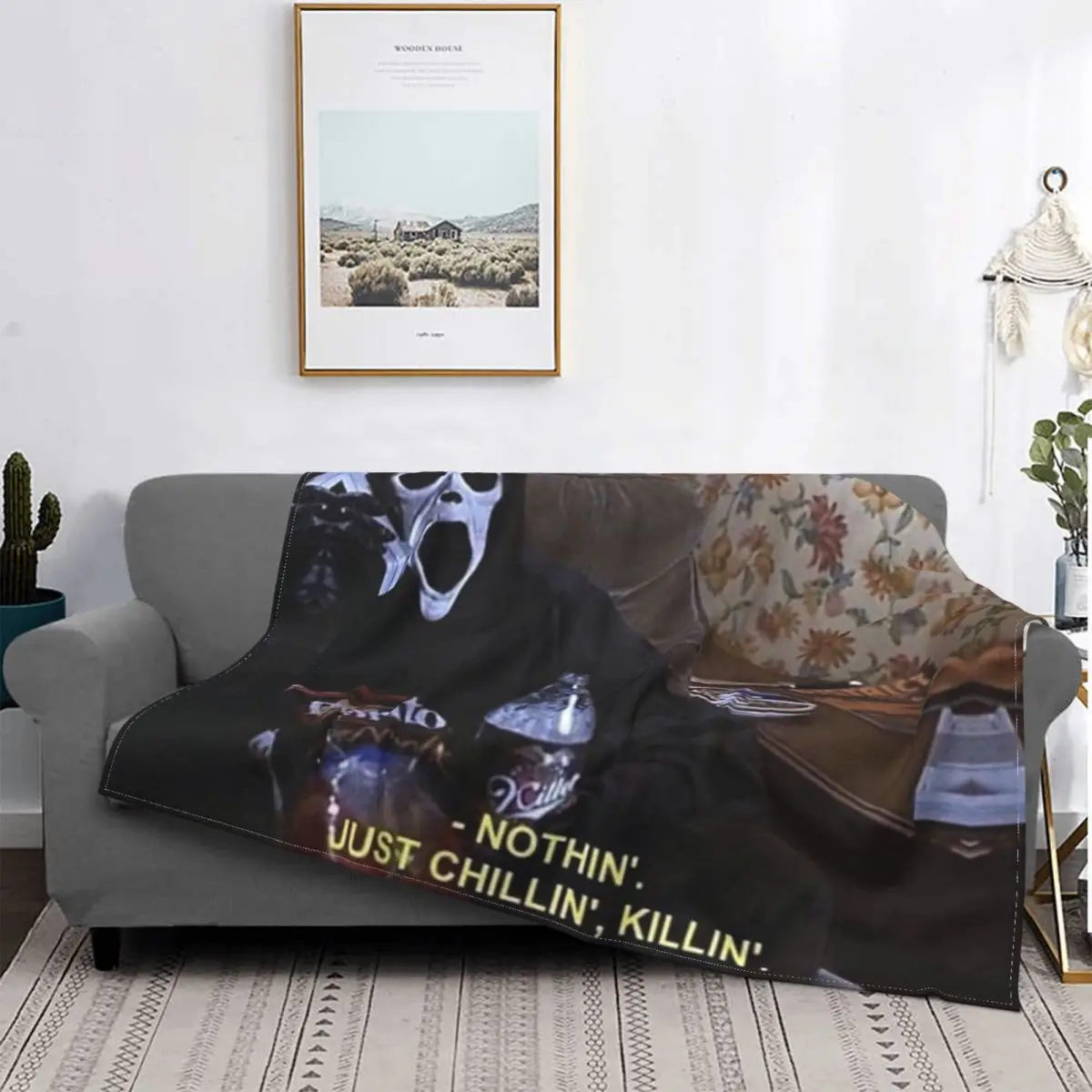 

Chillin Killin Ghostface Scream Blanket Fuzzy Awesome Soft Throw Blanket for Bedspread Textile Decor