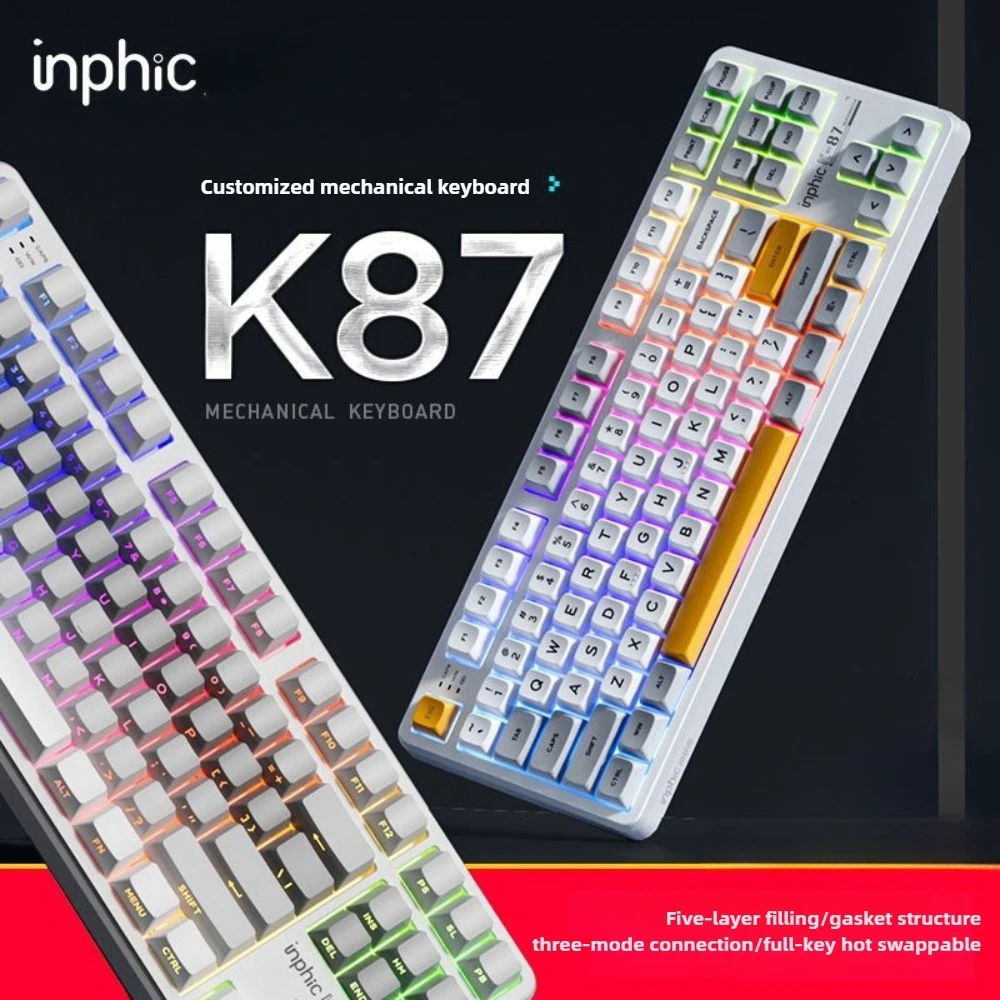 Механическая клавиатура INPHIC K87 87 клавиш программируемая игровая RGB TKL-клавиатура