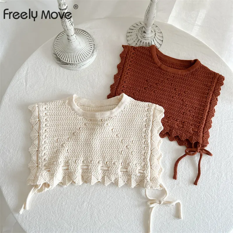 

Freely Move Autumn Kids Knitted Vest Girls Knitted Hollow Out Vests Sleeveless Pullovers Korean Ruffles Kid Cotton Waistcoats