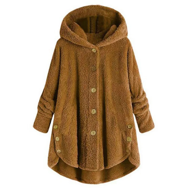 2021 Leopard Coat warm Fluffy Women Winter Top Button Loose fur jacket Reversible plush plus size Outwear Washed Loose Clothing