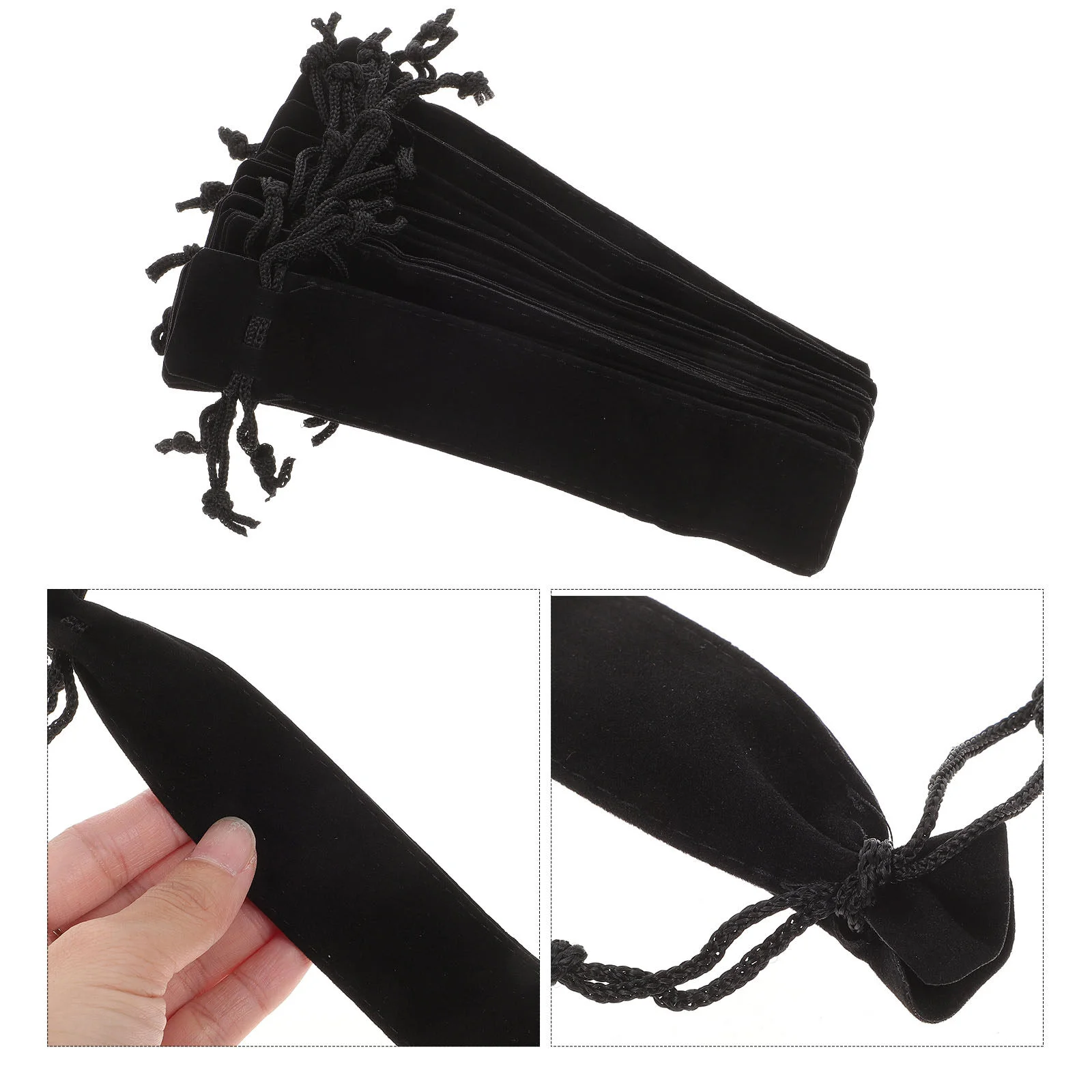 

15 Pcs Black Case Lint Pouches Containers Protective Bags 17.5X3.5X0.5CM Pen Black Single Holder Flannel Student