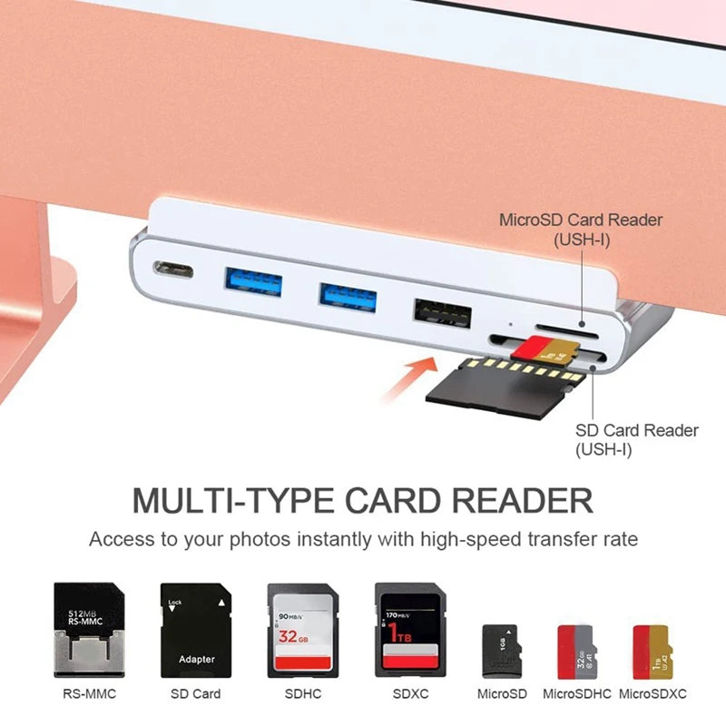 Док-станция USB C 6 в 1 хаб для Imac Ipad поддержка SD TF карт