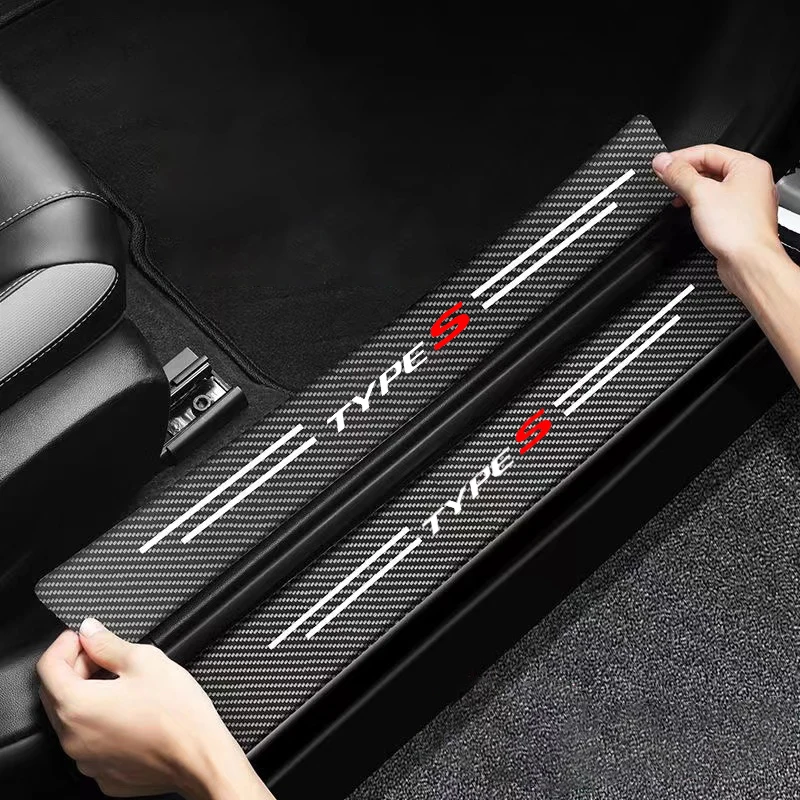 

4 шт., наклейки на порог автомобильной двери, из углеродного волокна