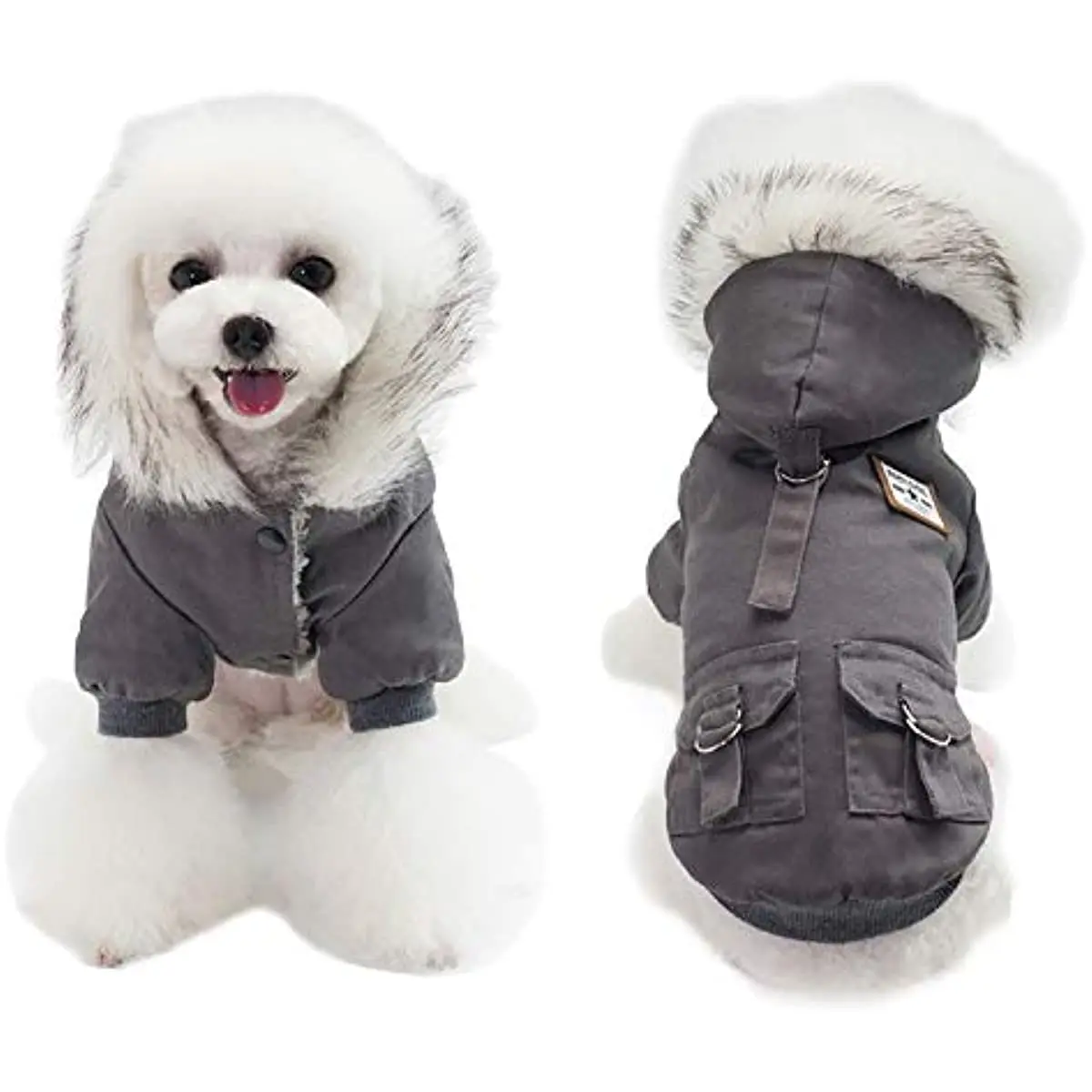 

Warm Dog Hooded Trench Coat Windproof Parka Jacket for Cold Weater