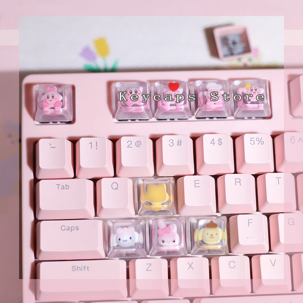 1pc Cute Girl Gift Cartoon Transparent Resin DIY Mechanical Keyboard Cap For Cherry MX Switch Personality Game Backlight Keycap
