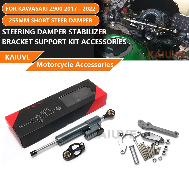 

KAIUVE 255MM CNC Motorcycle Steering Damper Stabilizer Mount Bracket Support Kit For KAWASAZI Z900 Accessories 2017-2022