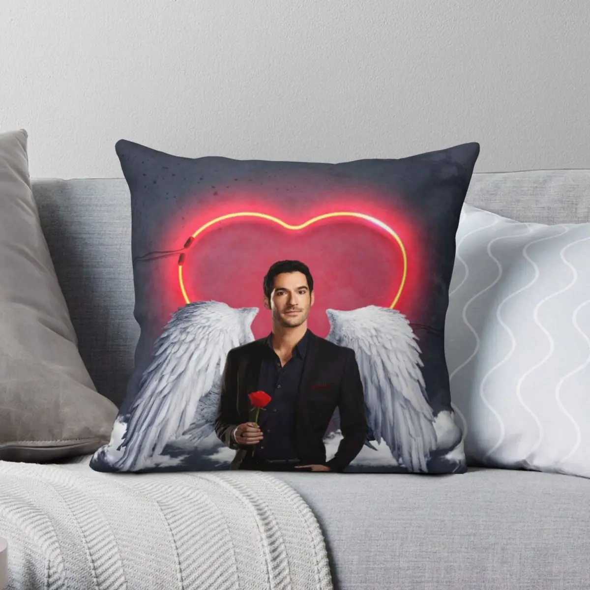

LUCIFER Square Pillowcase Polyester Linen Velvet Creative Zip Decor Room Cushion Cover